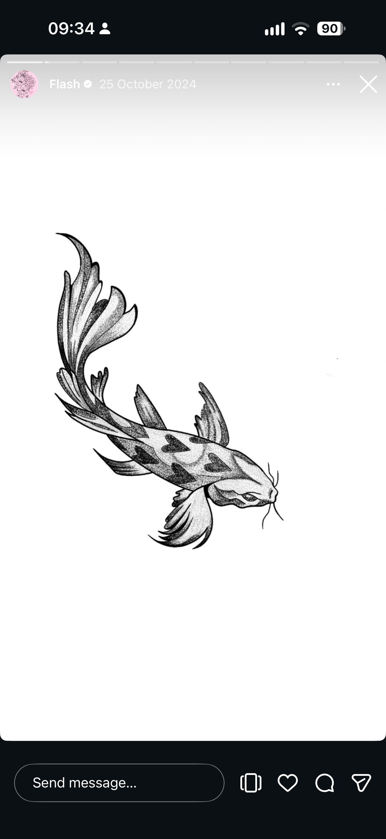 Heart-marked koi tattoo design by Keileigh